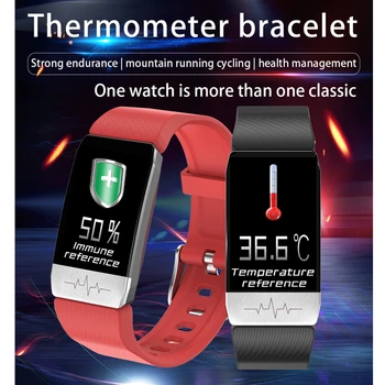 

2020 Smart Watch Body Temperature ECG Fitness Band Heart Rate Monitor Call Reminder Smartwatch Sport Men Women Clock BF-T1