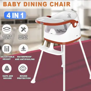 

Portable Double Plate Baby Seat Universal Wheel Baby Dinner Table Multifunction Adjustable Height Folding Chairs for Children