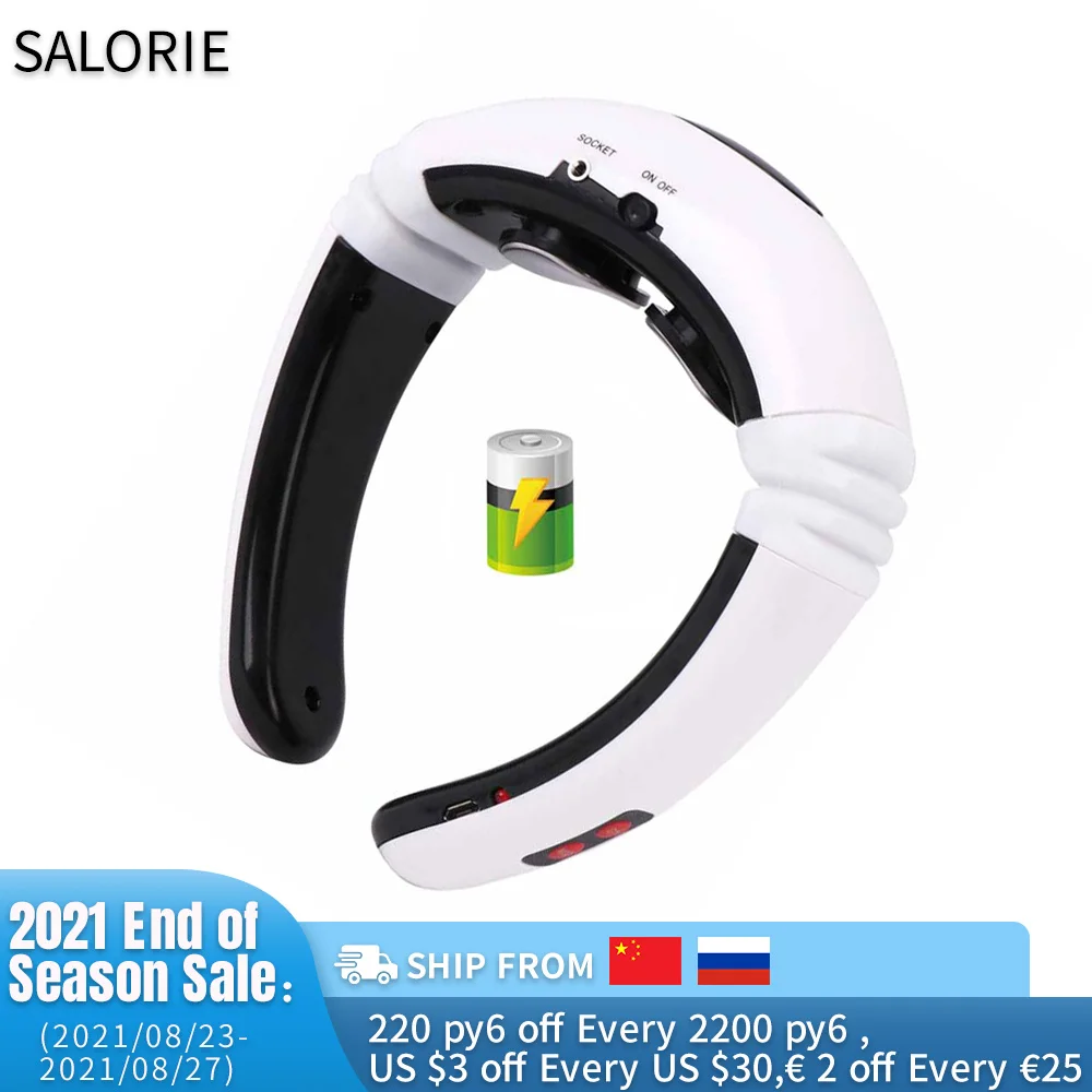 USB Rechargable Neck Massager Electric Pulse Cervical Vertebra Massager Massage Tool Heating Therapy Pain Relief