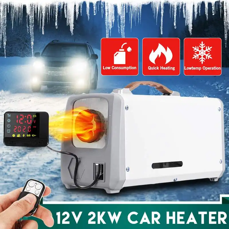 12V 2KW Car Heating Tool Diesel Air Heater Single Hole LCD Monitor Parking Warmer For Car Truck Bus Boat RV