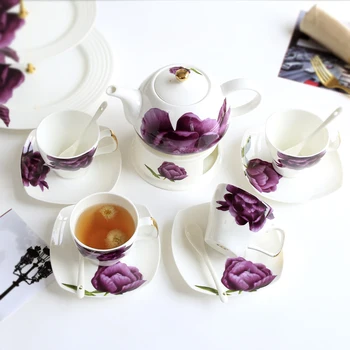 

Turkish Tea Coffee Cups Porcelain Luxury Flower Royal Tea Cups and Saucer Bone China Xicara Tazzine Caffe Home Drinkware AB50BD