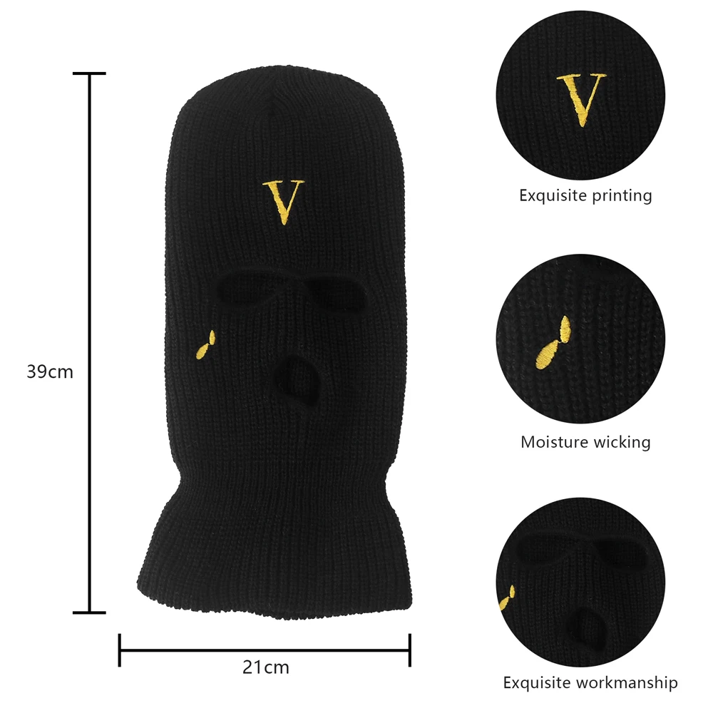 beanie cap 2022 Newest Limited Embroidery V-Style Balaclava 3-hole Ski Mask Tactical Full Face Mask Party Winter Hat Outdoor Sports CS new era skully beanie