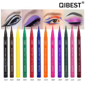 

QIBEST 12 Colors/Set Eyeliner Liquid Waterproof Not Blooming Easy To Wear Make Up Matte Eye Liner Pen Liquid Color Eyeliner