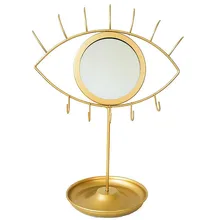 Креативное зеркало для макияжа в форме глаз/кролика, нордическое зеркало, поднос для сережек, Золотое декоративное зеркало с крюком для хранения ювелирных изделий