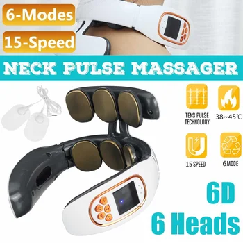 

6D Electric Pulse Back Neck Massager Heating Pain Relief Tool Relaxation Multifunctional Massager Magnetic Physiotherapy