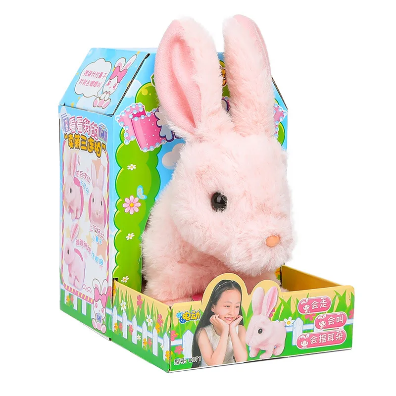 Robot Rabbit Toy Electronic Rabbit Plush Pet Walking Jumping Interactive Animal Toys For Children Birthday Gifts
