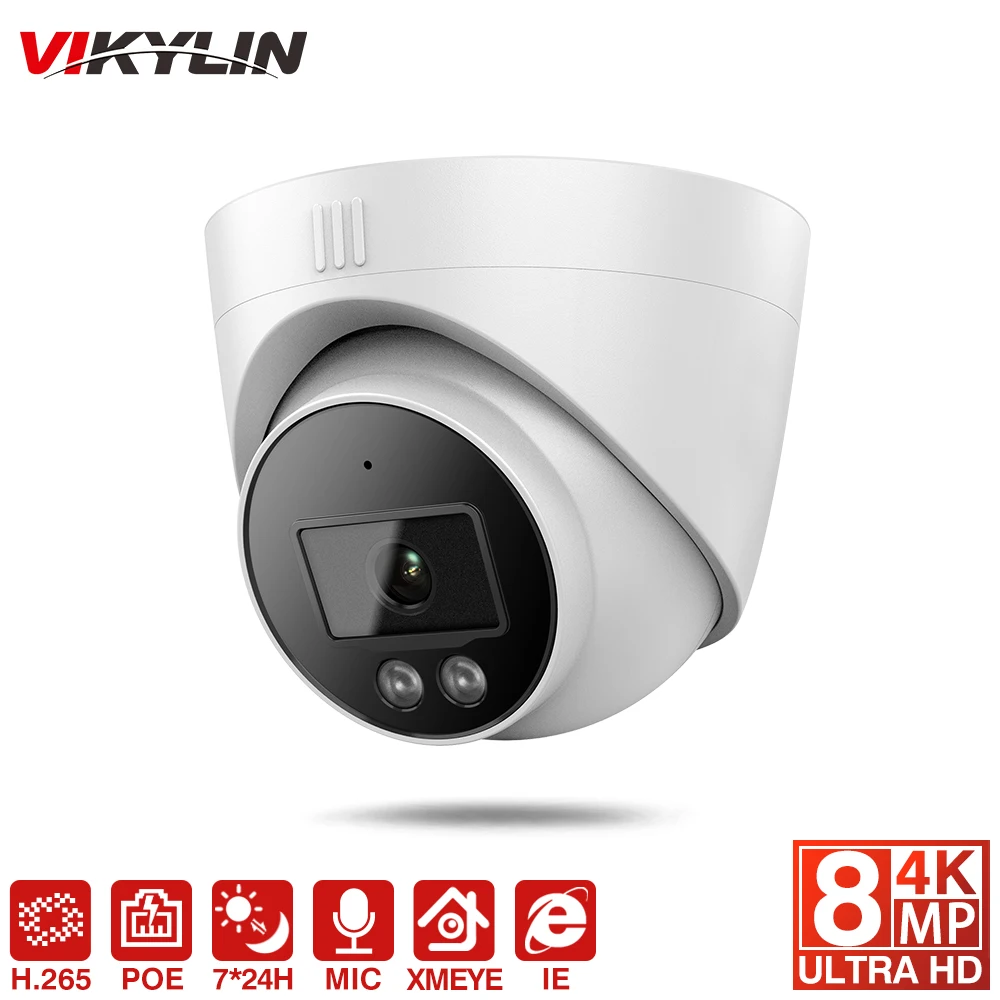 IP-камера видеонаблюдения VIKYLIN 8 Мп 4K POE IPC H.256 встроенный микрофон 30 м ИК 2 8/3 6 мм Ultra HD