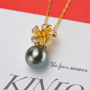 

S925 Sterling Silver Flash Design Pearl Pendant Holder Women DIY Pearl Pendant Components Silver Gold Color