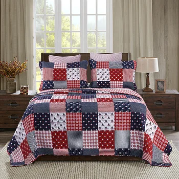 

3pcs Sets Cotton Print Bed Cover for Home handmade Quilted Breathable Quilt Bedspread Pillowcase Summer Air Condition Blanket