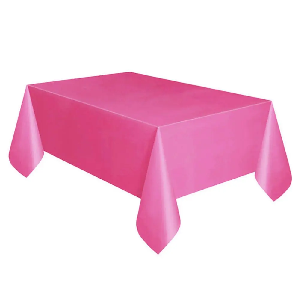Одноразовые вечерние полиэтиленовые скатерти на день рождения, десертный стол, одноцветная скатерть 137*274 см - Цвет: Rose red