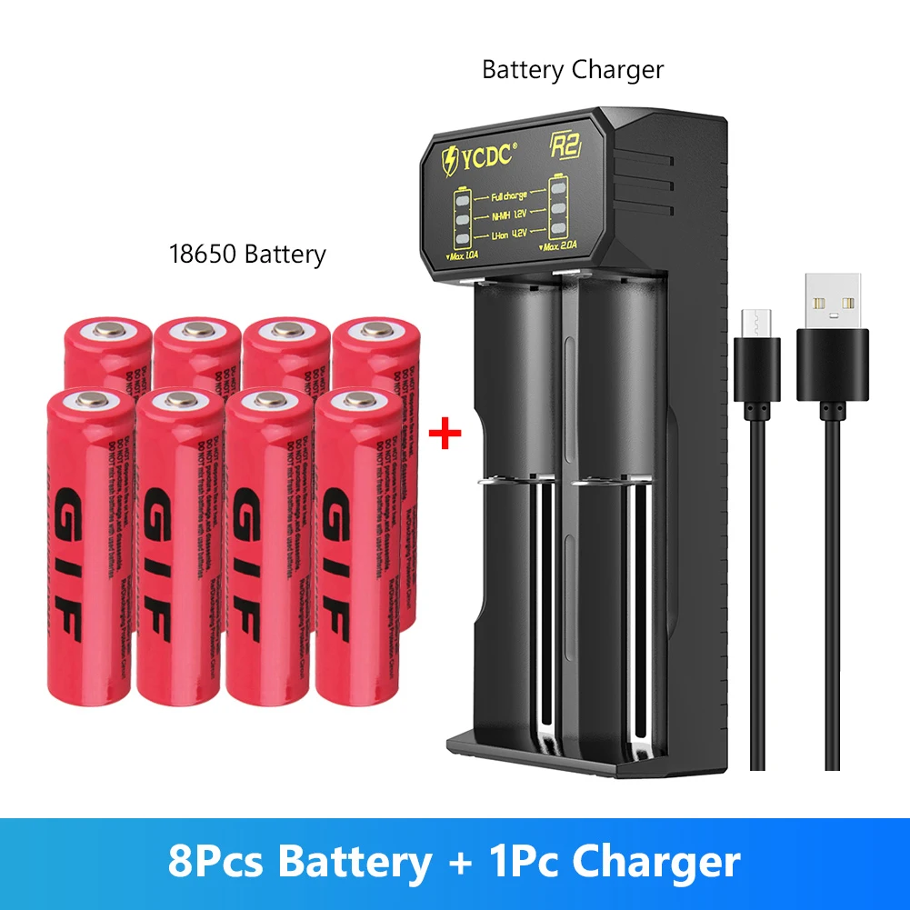 8 шт. 18650 батарея 3 7 v 9800mAh литий ионная аккумуляторная литиевая ионный фонарь с
