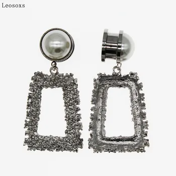 

Leosxos 2pc Stainless Steel Tunnels and Plugs Flesh Dangle Gauges Frosted Earrings Expander 6-16mm EyeletPiercing Body Jewelry