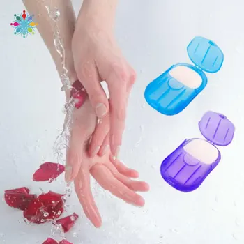 

20Pcs Outdoor Travel Portable Disposable Soap Paper Clean Scented Slice Foaming Box Paper Soap Bathroom SuppliesTls