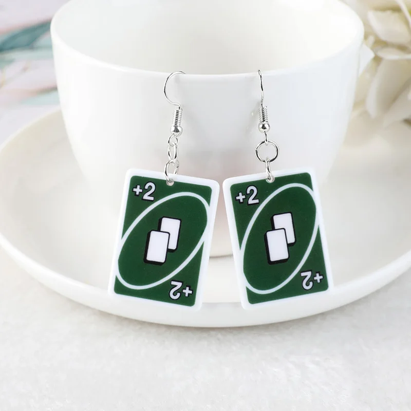 1Pair Drop Earrings  Magic Poker Game Card Crafts Dangle Acrylic Jewelry for Children and Woman