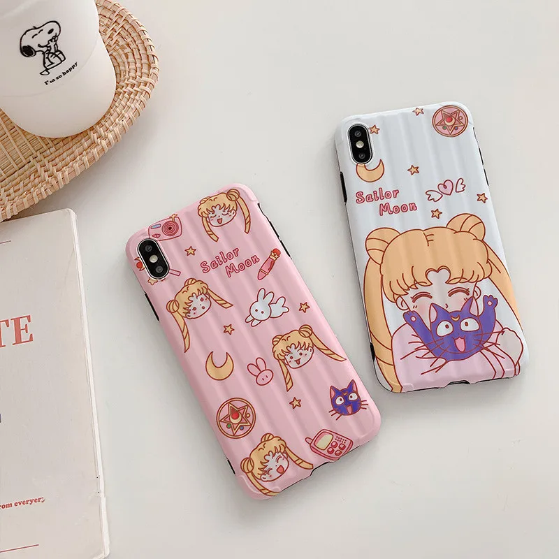 Japanese Cartoon funny Sailor Moon luna cat cute Phone case silicone cover for coque iPhone 7 7 Plus 8 6s Plus X XR xs max case