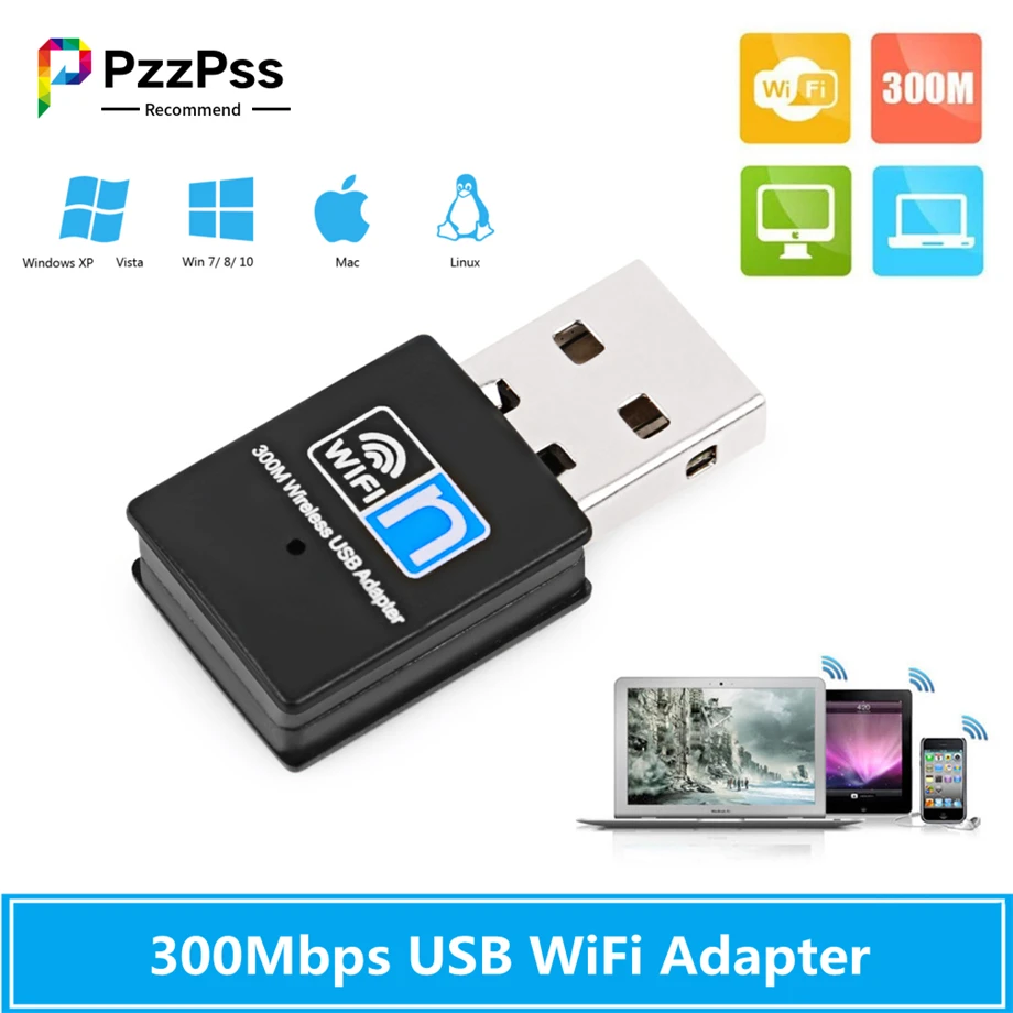 PzzPss мини USB Wifi адаптер 300 Мбит/с USB2.0 антенна Ethernet Dongle 802 11 n/g/b Enchufe Lan Comfas | Компьютеры
