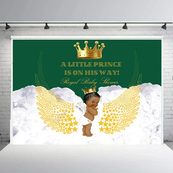 

Royal prince Birthday photo background photography studio golden wings crown backdrop baby shower dessert table banner B839