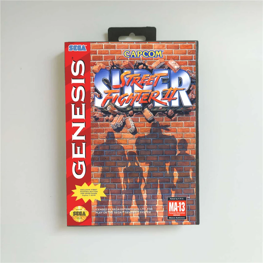 Супер уличная игра Fighter II-крышка США с розничной коробкой 16 бит MD игровая карта
