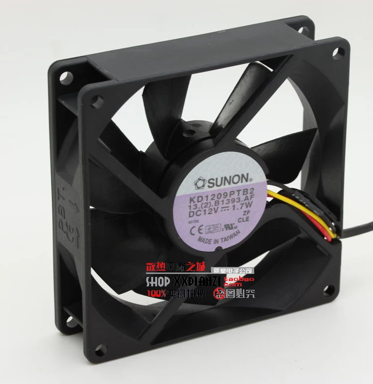 Genuine 9CM KD1209PTB2 9025 1.7W 12V three wire speed fan | Компьютеры и офис
