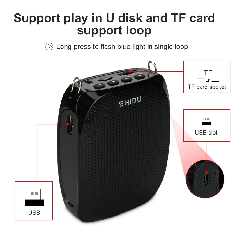 Alto-falante com Fio e Som Amplificador de Voz Natural para Professor d de 10w com Fio e Som Shidu Mini Estéreo Portátil Microfone Classe Sarregue - Image 3