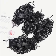 Sweet flower embroidery lace spring and summer mask women's adjustable ear rope mesh thin mask