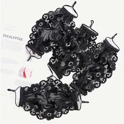 Sweet flower embroidery lace spring and summer mask women's adjustable ear rope mesh thin mask