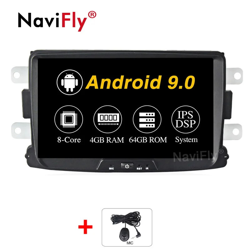 4G-64GB-8 core NaviFly Авто gps Android 9 автомобильный проигрыватель с радио и gps для Duster/Captur/Lada/Xray 2/Logan 2/Sandero 8 дюймов ips экран Встроенный DSP - Цвет: 4G-64GB-8 core