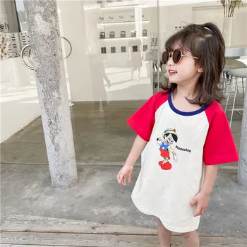 

2020 New Stylish Girls Patchwork Dress Summer Short Sleeve Fashion Girls Dresses 1-7 Years