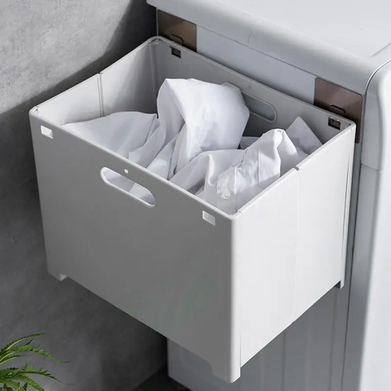 Punch-Free Collapsible Portable Hamper Laundry Basket Storage Basket For Household Bathroom Wall-Mounted Dirty Clothes