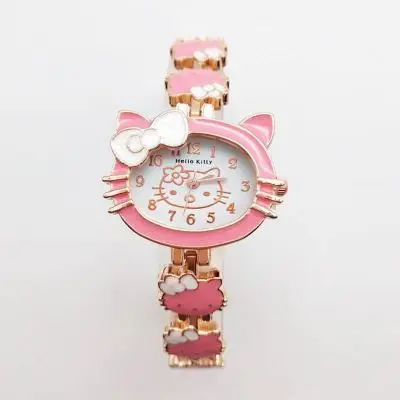Аниме hello kitty мультфильм ребенок студент флип наручные часы милая девочка розовый hello kitty бант розетка электронные часы Косплей