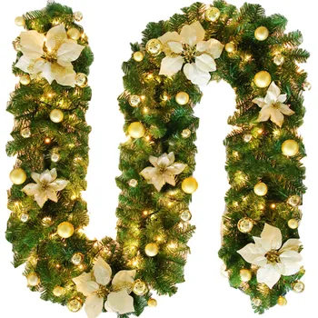 

2.7M Christmas NO LED Rattan Garland Decor Exquisite Artificial Xmas Tree Rattan Banner Decoration Green Christmas Garlands