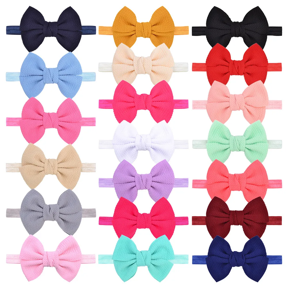 4.3 Inches Solid Color Handmade Bowknot Baby Girls Headband Fashion Bows Elastic Hairband Clothing Decoration Infant Accessories baby accessories designer