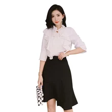 Новинка, Женская юбка, с оборками, с высокой талией, с длинным хвостом, несимметричная, пачка, ягодицы, юбки, черные, A885