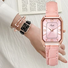 

Watches Women Square Rose Gold Dial Wrist Watches Leather Strap Fashion Brand Watches Female Ladies Quartz Clock Reloj Mujer