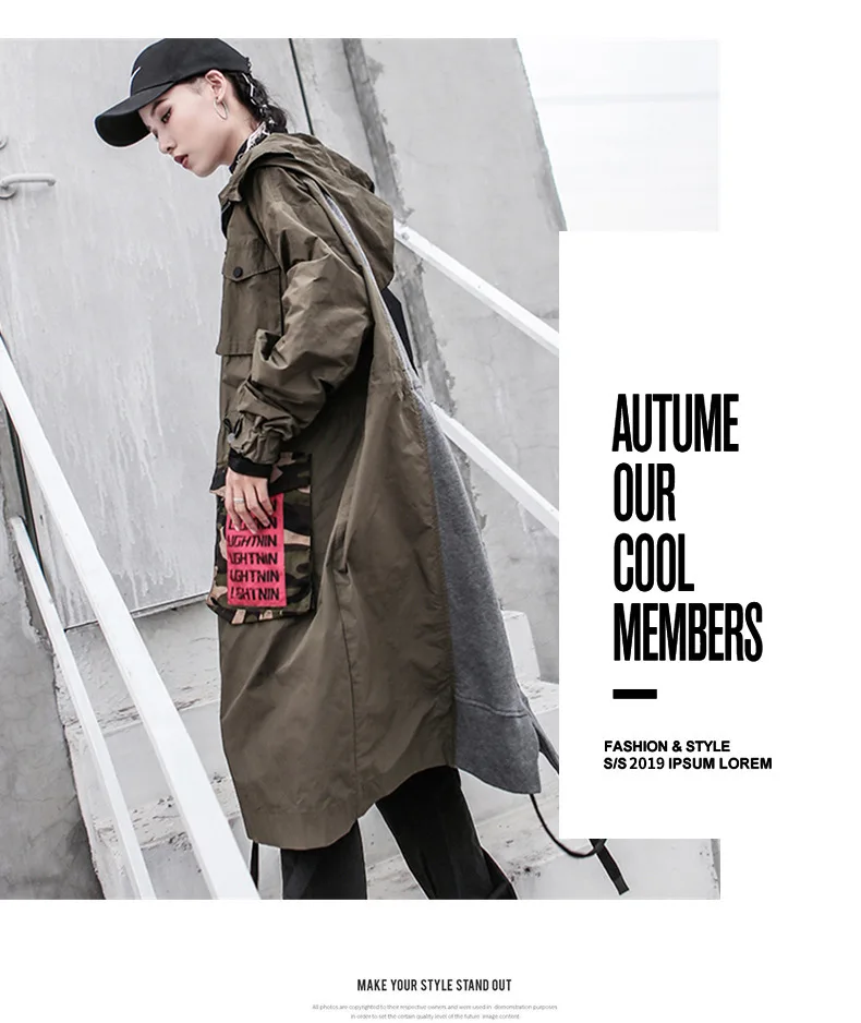 Max LuLu Мода корейский стиль дамы осень панк уличная Женская Лоскутная Винтажная с капюшоном Тренч длинное пальто с принтом ветровка