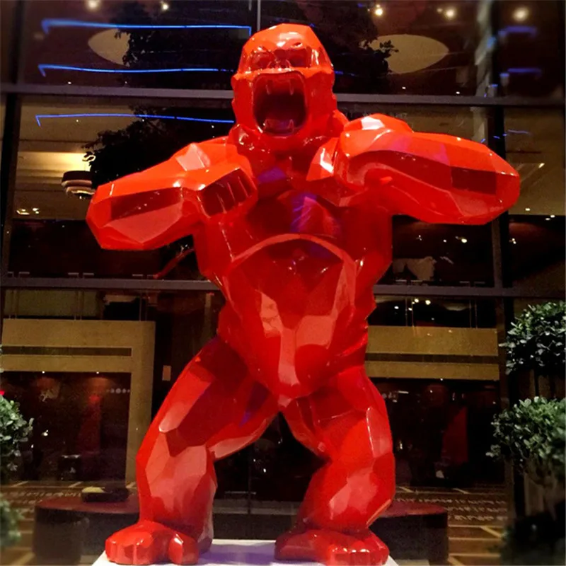 52 см большая обезьяна King Kong украшение для гостиной Горилла скульптура Геометрическая FRP современная статуя подарок на день рождения для свадьбы R3539
