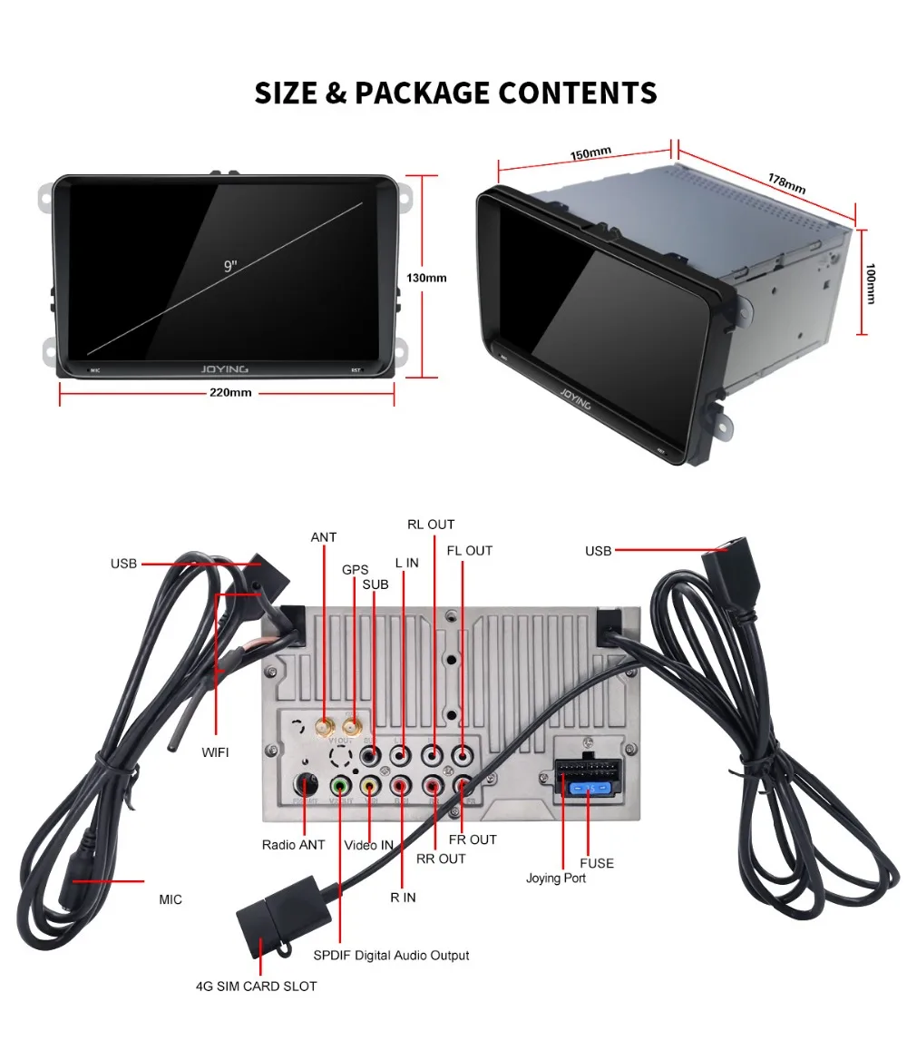 Top JOYING 2 din car radio Android 8.1 Octa Core support 4G/DSP/Fast Boot 9" autoradio SWC for VW/Volkswagon Passat/ Golf/Seat/Skoda 26
