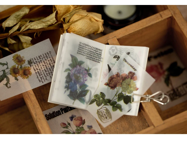 Yoofun 50pcs/pack Vintage shanggu Translucent Material Paper Litmus Paper Plant Flowers for Bullet Journaling Scrapbooking Deco Yoofun 50pcs/pack Vintage shanggu Translucent Material Paper Litmus Paper Plant Flowers for Bullet Journaling Scrapbooking Deco