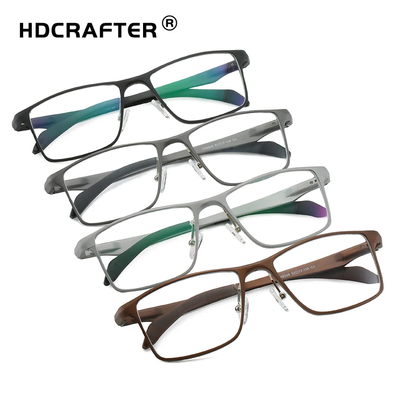 HDCRAFTER очки металлические полный обод очки мужские прямоугольные оправы для прописанных очков для оптических линзы для близоруких и чтения