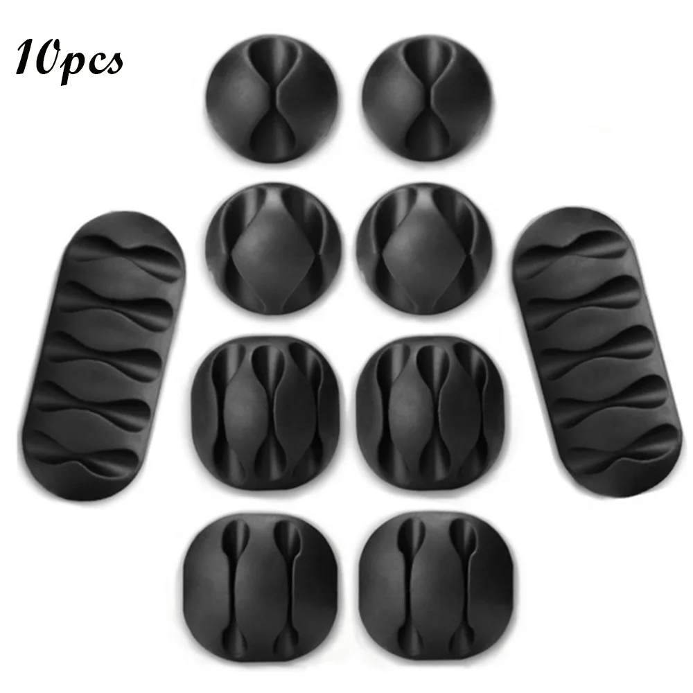 

10pcs Silicone Cable Winder Solid Color Cable Organizer Desktop USB Wire Wrapped Cord Earphone Clip Charger Organizer Line Fixer