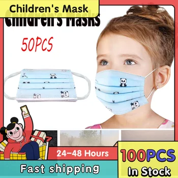 

3Layer Disposable 50Pcs Face Mask For kids Non Woven Filter Breathable Dustproof Patterns Face Masks Boy Girl Summer Are Cool