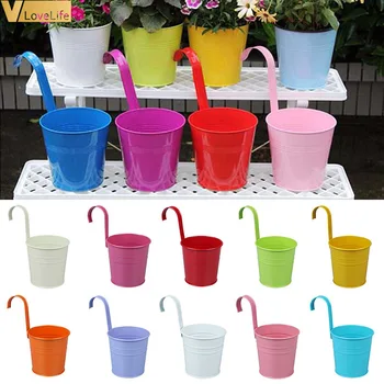 

10PC Metal Bucket Flower Hanging Vase Balcony Garden Pot Plant Flower Holders Garden Supplies Hanging Succulent Plant Basket New