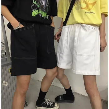 

Harajuku Causal knee length pants 2020 spring new middle length pants women wild Leg pant loose Solid Color With Big Pocket pant