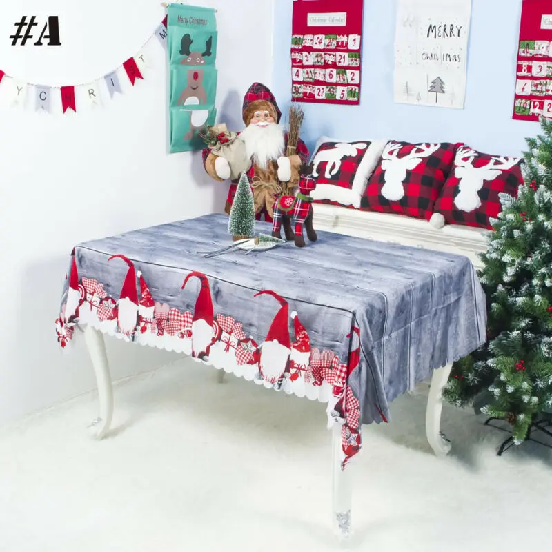 Рождественская скатерть для стола с новогодним принтом прямоугольная из ПВХ