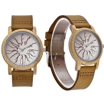 

Top Brand High Quality Fashion Unisex Branch Pattern Round Dial Faux Leather Strap Analog Quartz Wrist Watch Men Women Watches