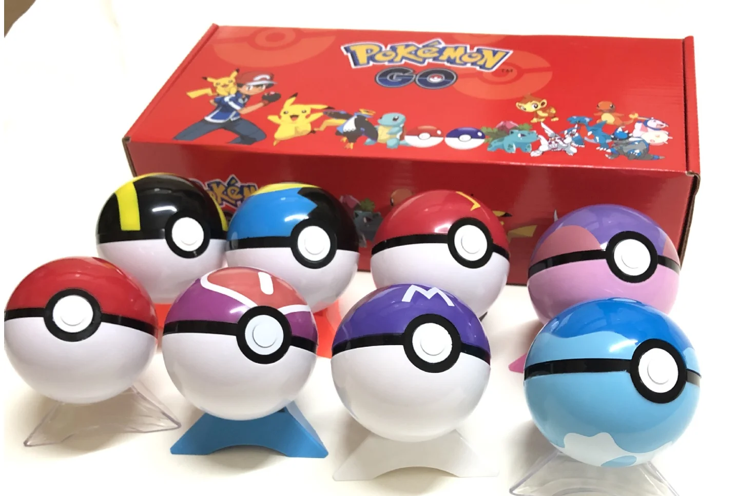 Действий 8 шт./компл. Pokeballs с коробкой фигуру и стенды соответствующие требованиям игрушки для детей, подарок на день рождения, подарки для