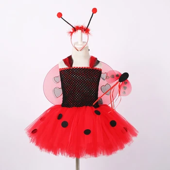 

Ladybug Tutu Dress Girls Kids Dress Up Costumes for Christmas Halloween Party Lady Bug Cosplay Costumes Anime Dresses Outfits