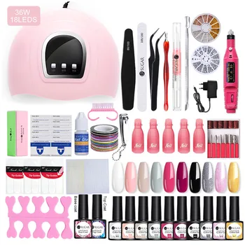 

UR SUGAR Nail Set UV LED Lamp For Manicure 10pcs Gel Nail Polish Set Kit Soak Off Gel Varnish For Nail Art Set Dryer Machine