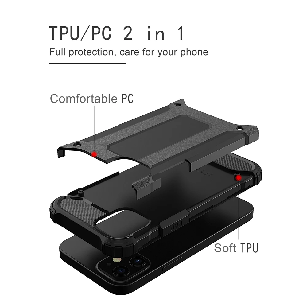 US $478.00 300pcs Rugged Dual Layer Steel Armor Phone Cases For IPhone 12 Pro Max 12pro 12mini Case Duty Shockproof Hard PC TPU Back Cover