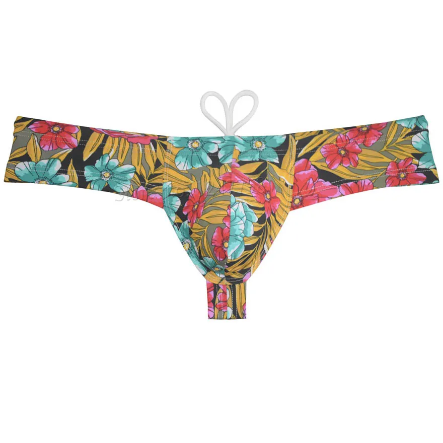 Men Swim Cheeky Boxer Swimsuit Geometric Color Padded Swim Boxers Male Enhancing Bikini Swimwear Brazilain Trunks Bokserki